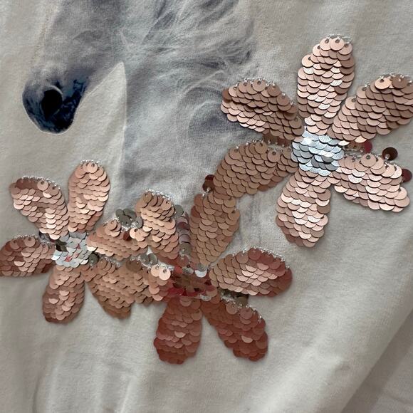 Abercrombie Kids Unicorn Sequins Floral Short Sleeve Shirt - Picture 4 of 7